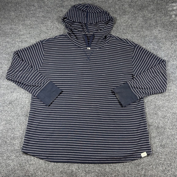 L.L. Bean Tops - L.L. Bean Hoodie Women's XL Blue White Striped Waffle Knit Long Sleeve